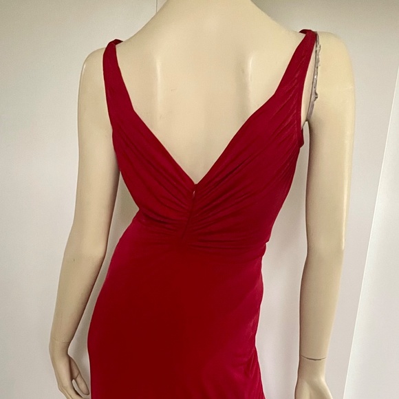 1990s Supermodel Dress, Size 8, Red Sleeveless Formal Gown, Scarlet Dress - Picture 5 of 8
